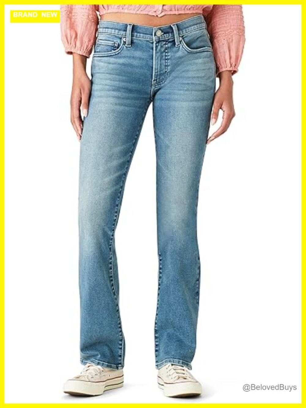 Mid Rise Bootcut Jeans - Straight Fit, High Stretch